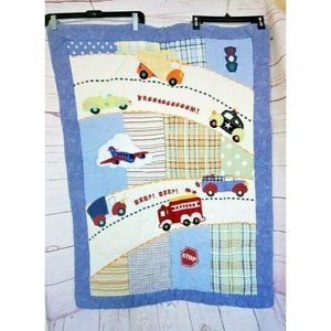 Rare Baby Connection Cotton Car, Cop Car, Truck Plane Clouds Nursery Blanket